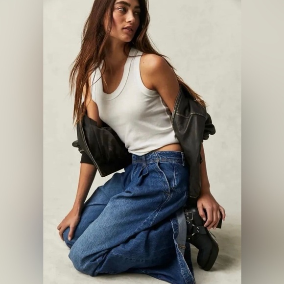 NWT We The Free Equinox Denim Trousers in Lake Life - Picture 2 of 4